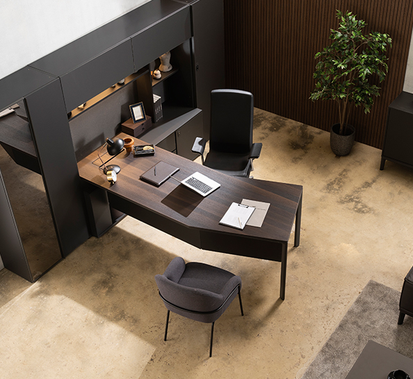 [리바트오피스] 오피스원 160도 붙박이형 책상